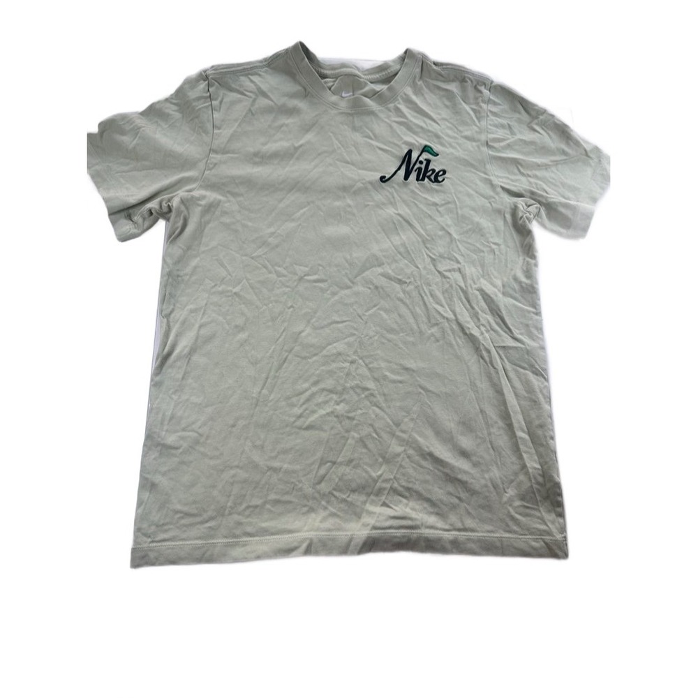 Nike T-Shirt Mens Med Olive Aura Embroidered Script Logo FV8428-371 Cotton Tee